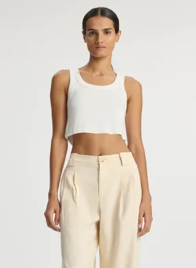 Halsey Cropped Cotton Rib Tank - White