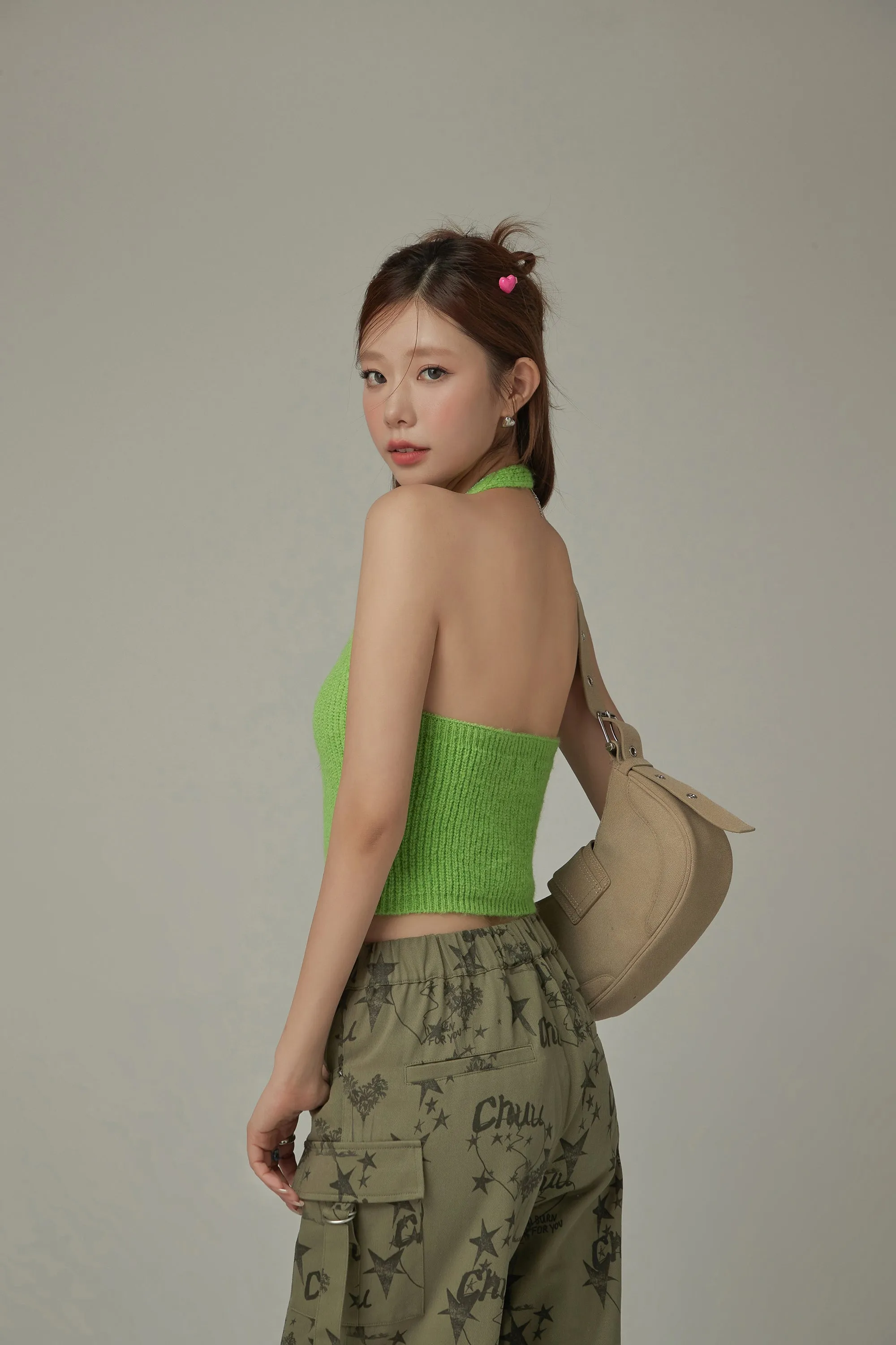 Halterneck Knit Sleeveless Top