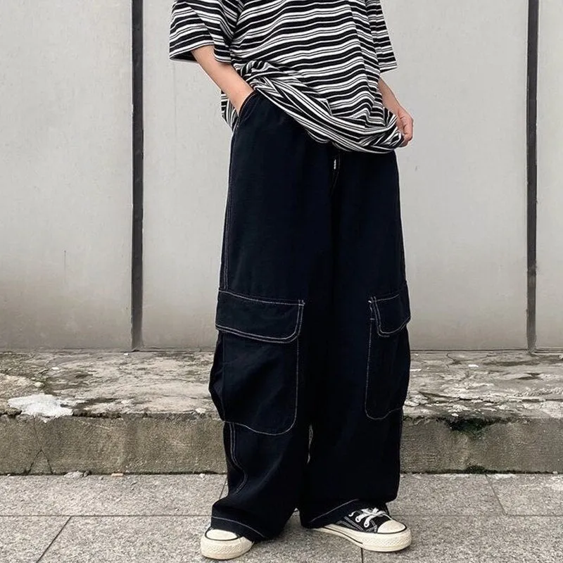 Hip Hop Baggy Jeans Women Oversized Casual Cargo Pants Straight Trousers Goth Harem Techwear Jeans For Women Punk Pants Man Y2K