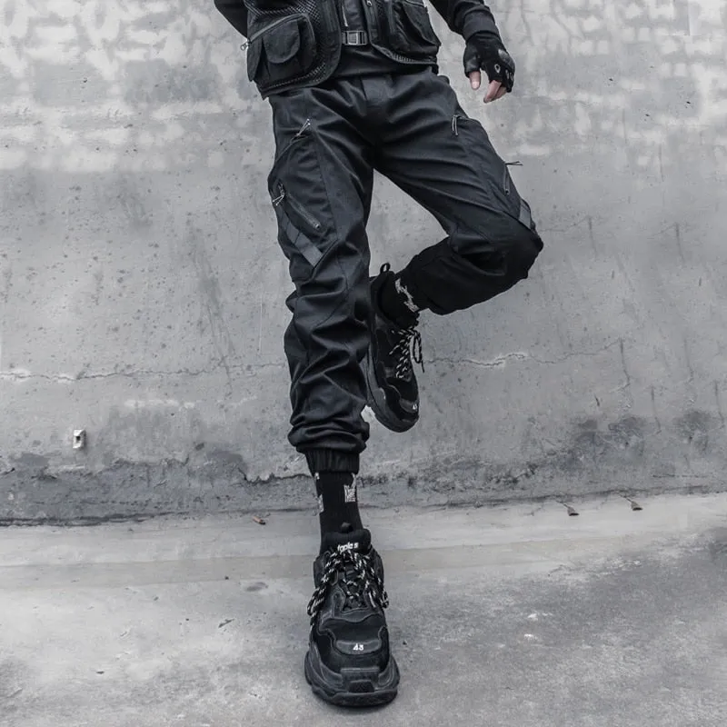 Hip Hop Cargo Pants Autumn Tactical Functional Pockets Joggers Trousers for Men Elastic Waist Fahsion Harem Pants