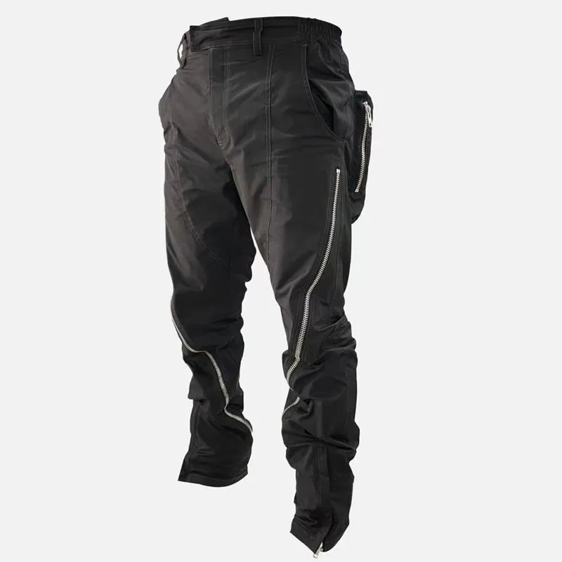 Hip Hop Cargo Pants Men Multi-pocket Side Zipper Design Streetwear Joggers Trousers High Street Tactical Function Pants Male