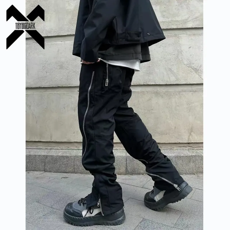 Hip Hop Cargo Pants Men Multi-pocket Side Zipper Design Streetwear Joggers Trousers High Street Tactical Function Pants Male