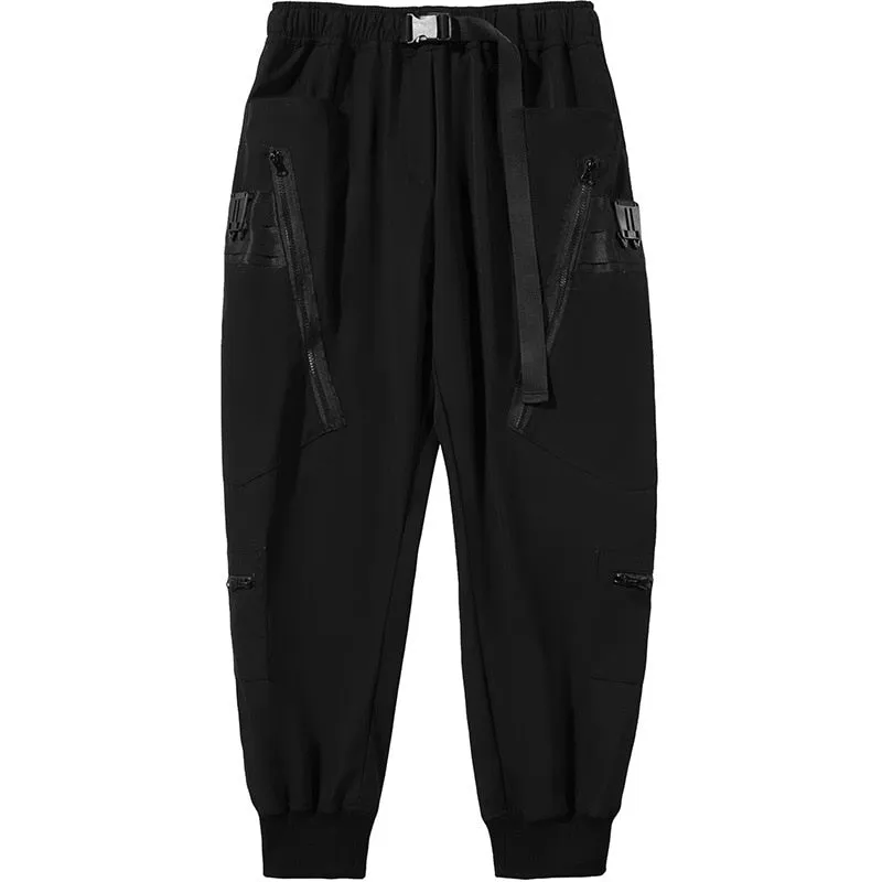 Hip Hop Harem Pants Joggers Function Zipper Design Cargo Trousers Elastic Waist Fahsion Streetwear Pant