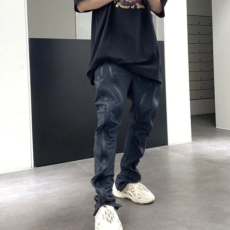 Hip Hop Harem Pants Spring Streetwear Elastic Waist Cargo Trousers Zipper Design Black Men's Clothing WB558