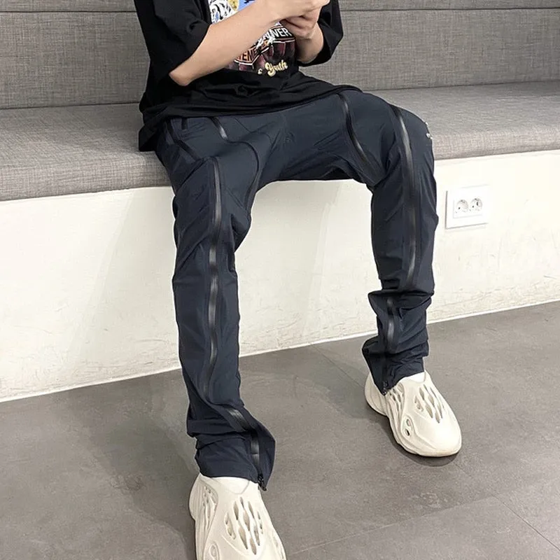 Hip Hop Harem Pants Spring Streetwear Elastic Waist Cargo Trousers Zipper Design Black Men's Clothing WB558