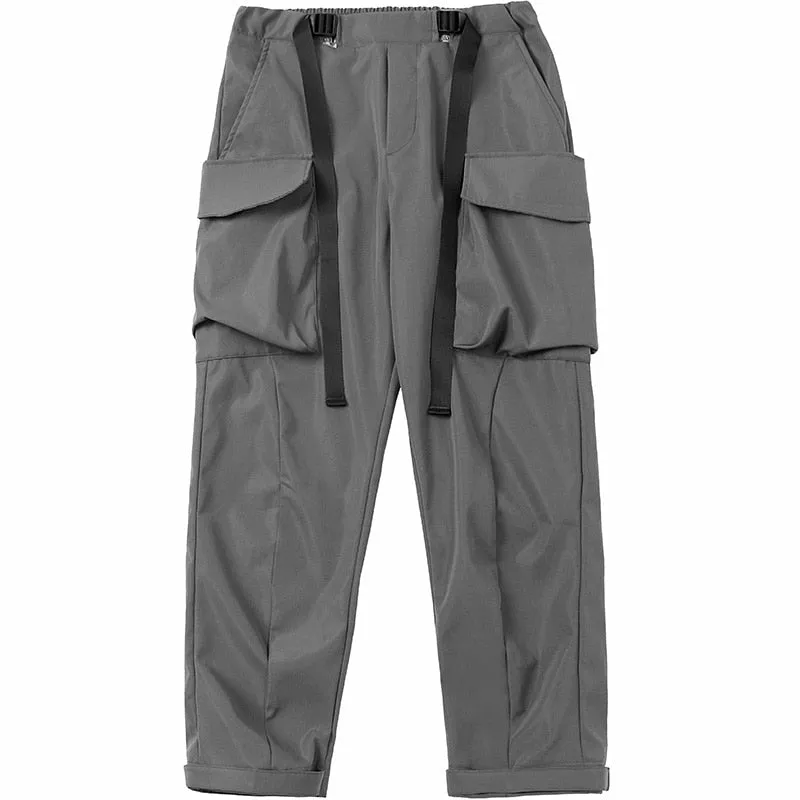 Hip Hop Men Cargo Pants 2022 Autumn Ribbons Casual Loose Joggers Trousers Elastic Waist Fahsion Pant