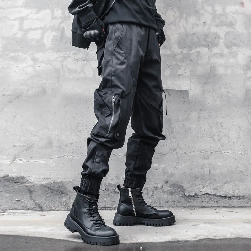 Hip Hop Tactical Cargo Pants Men Multi Pocket Joggers Trousers Autumn Functional Elastic Waist Fahsion Streetwear Pant