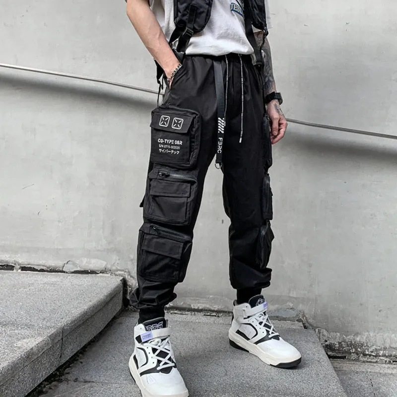 Hip Hop Tactical Cargo Pants Men Multi Pocket Joggers Trousers Autumn Functional Elastic Waist Fashion Streetwear Pant