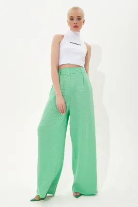 House of Holland Mint Green Jacquard Trousers