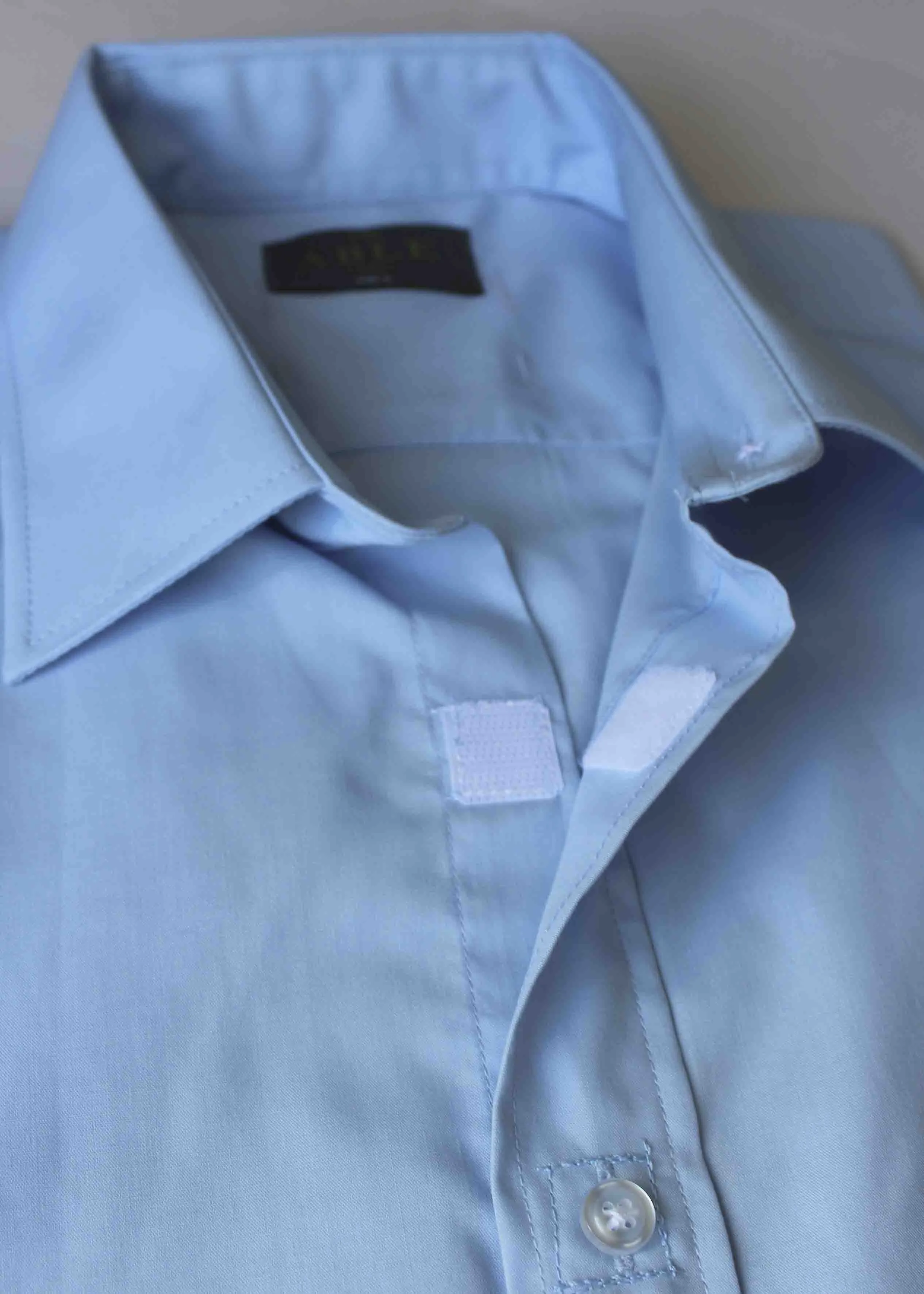 Hughey short sleeved easy care velcro shirt - light blue