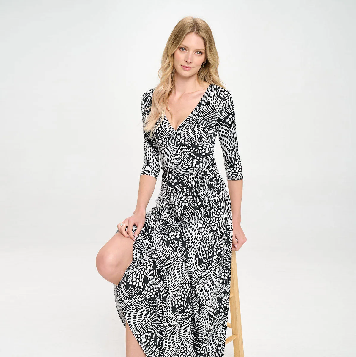 Inked Whirlwind Venechia Wrap Dress