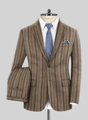 Italian Murano Omini Stripe Wool Linen Silk Suit