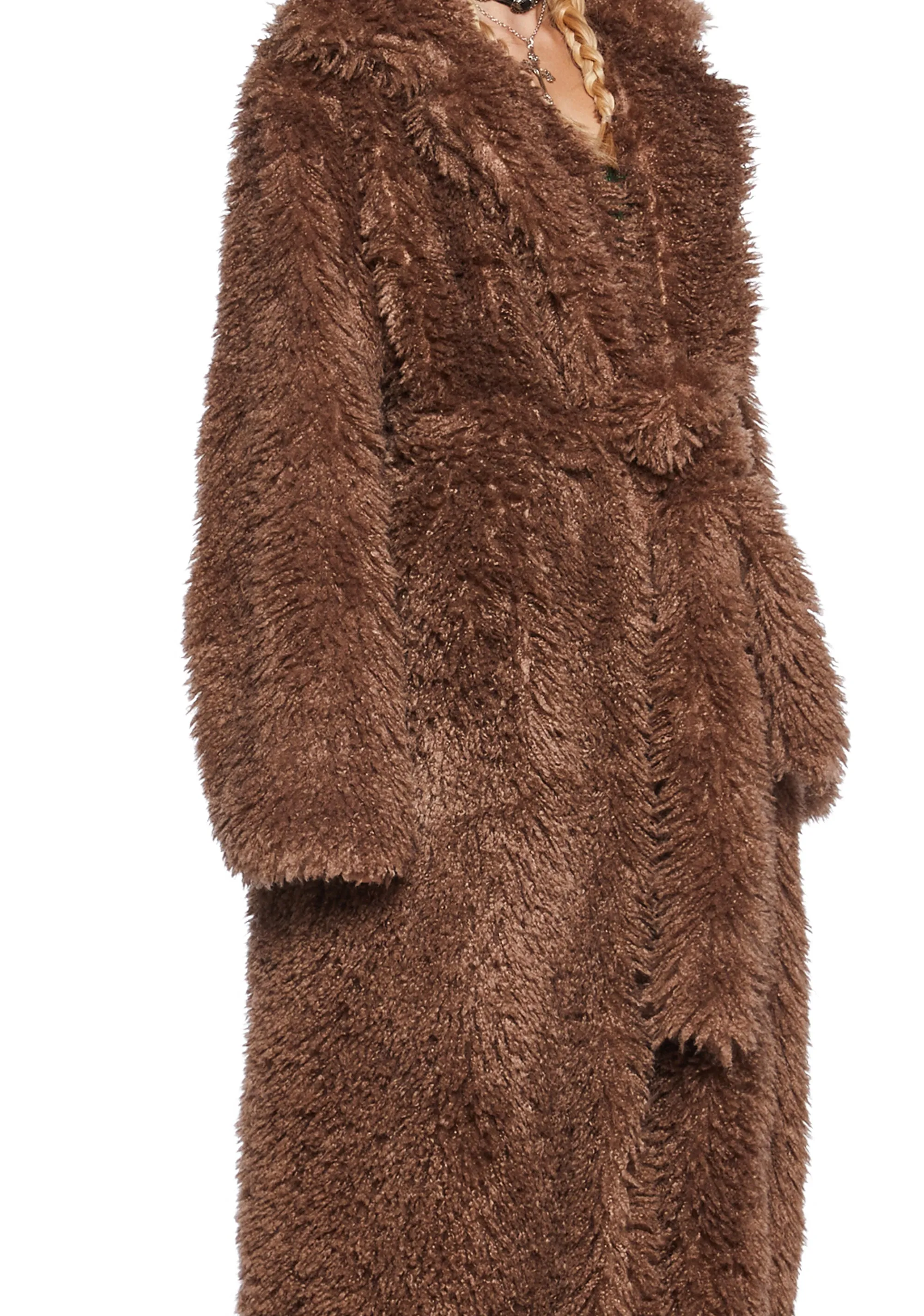 It’s All Happening Faux Fur Coat - Brown