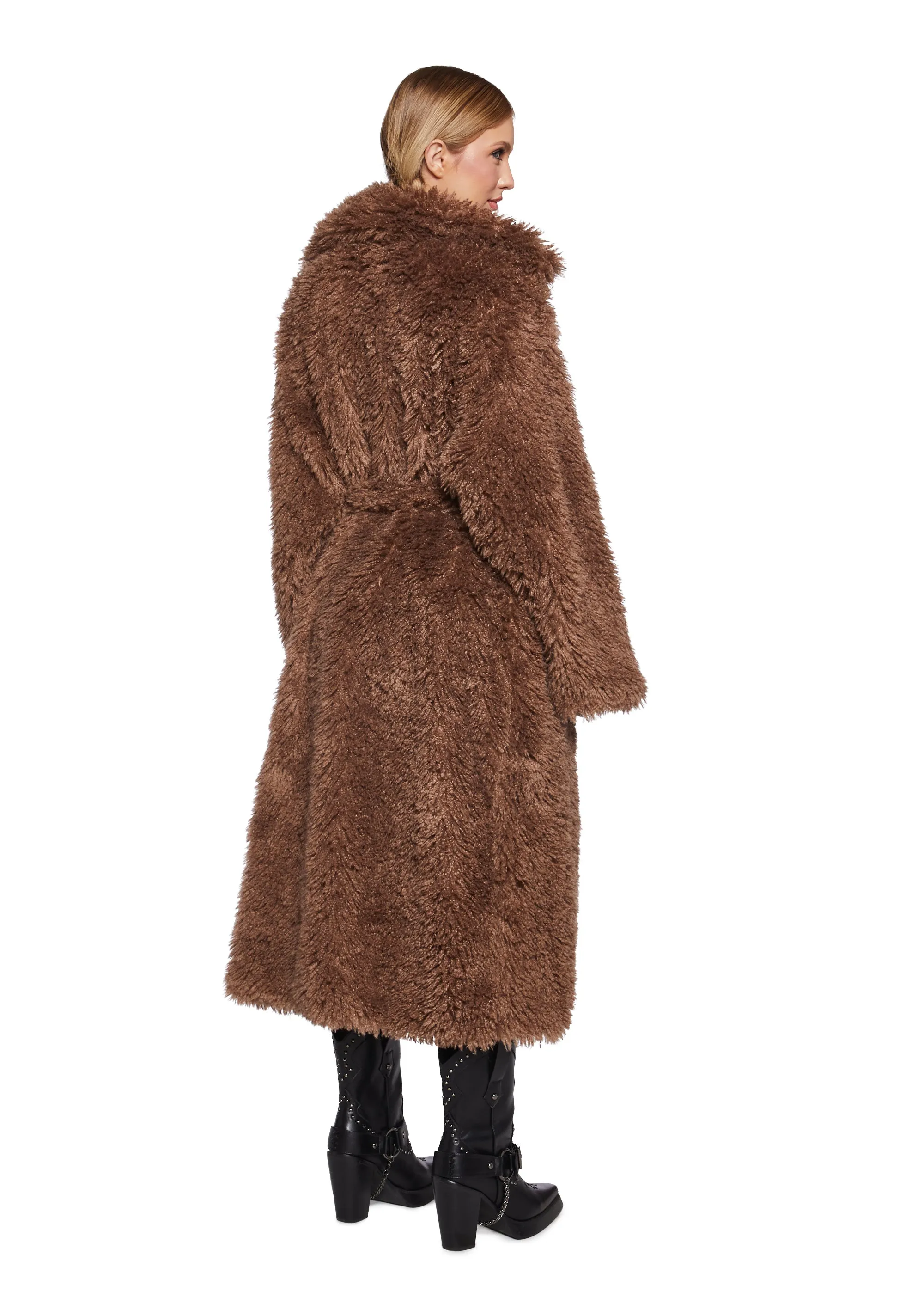 It’s All Happening Faux Fur Coat - Brown