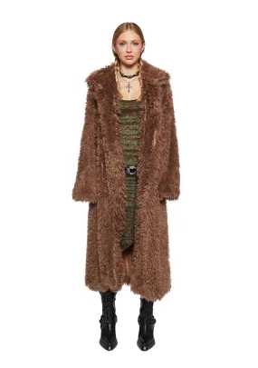 It’s All Happening Faux Fur Coat - Brown