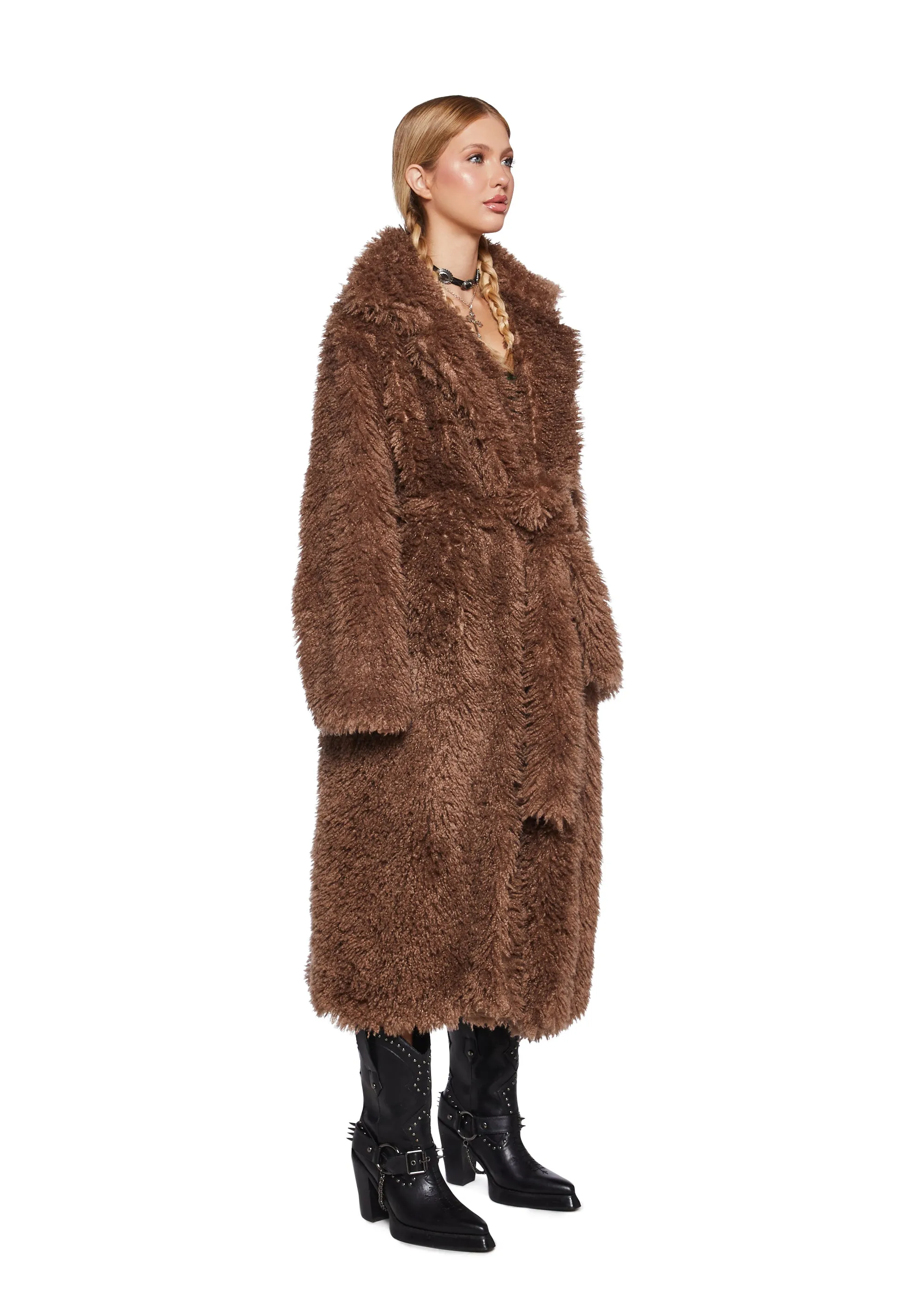 It’s All Happening Faux Fur Coat - Brown