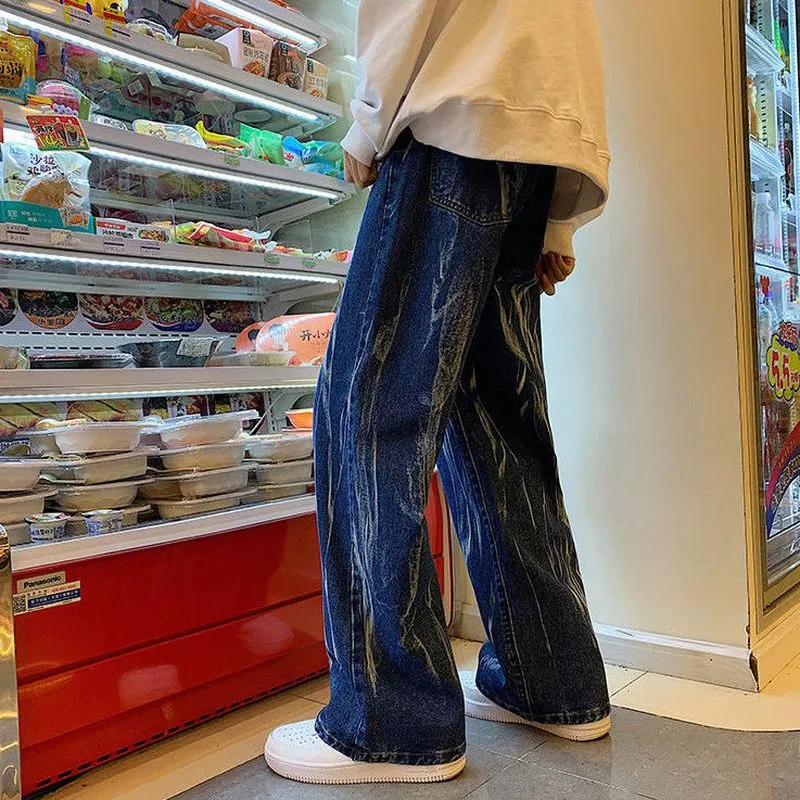 Jeans men women Korean loose student trend straight pants all-match wide-legged casual trousers unisex hip hop punk streetwear