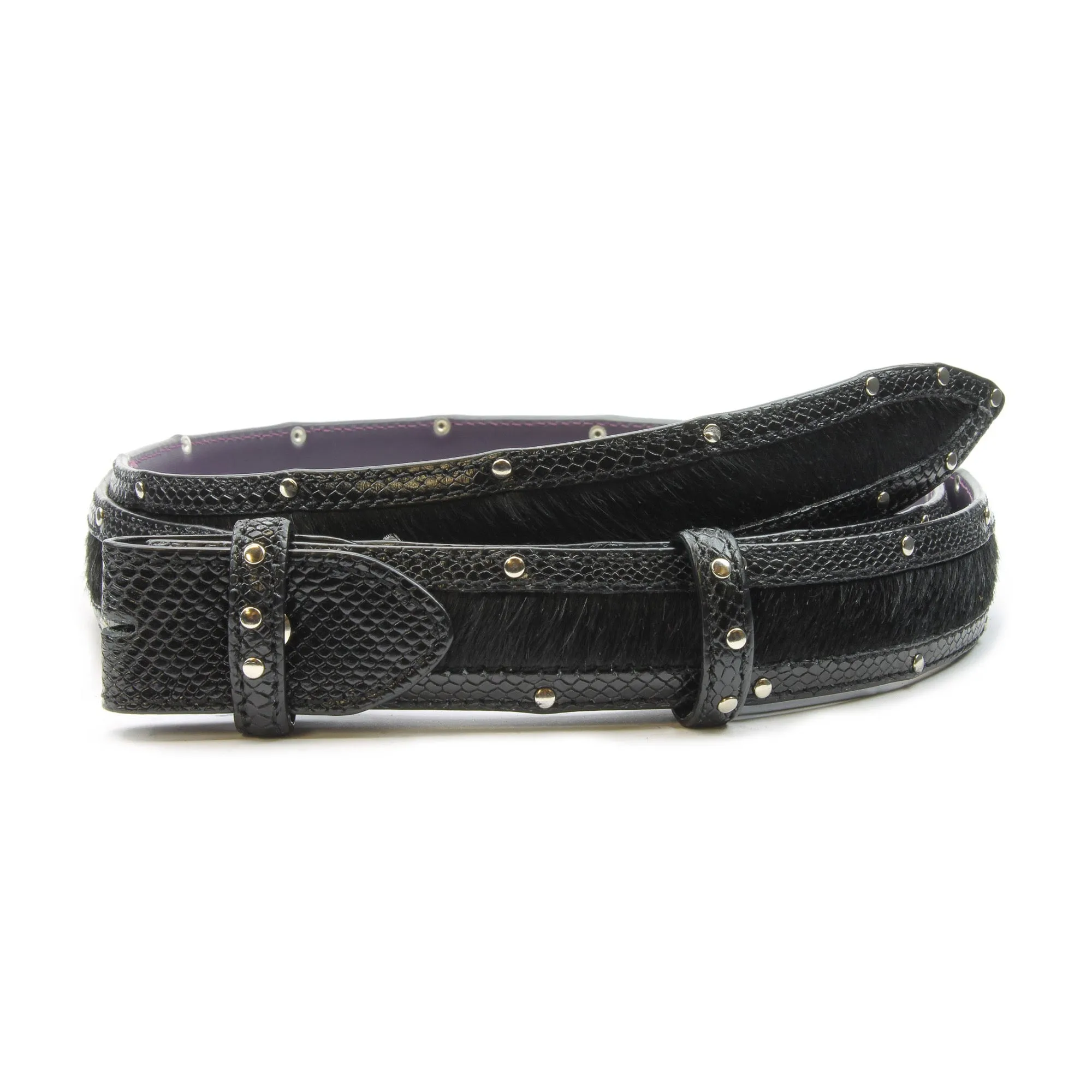 Jett Riv Narrow Pony/Python Mix Studded Belt Strap