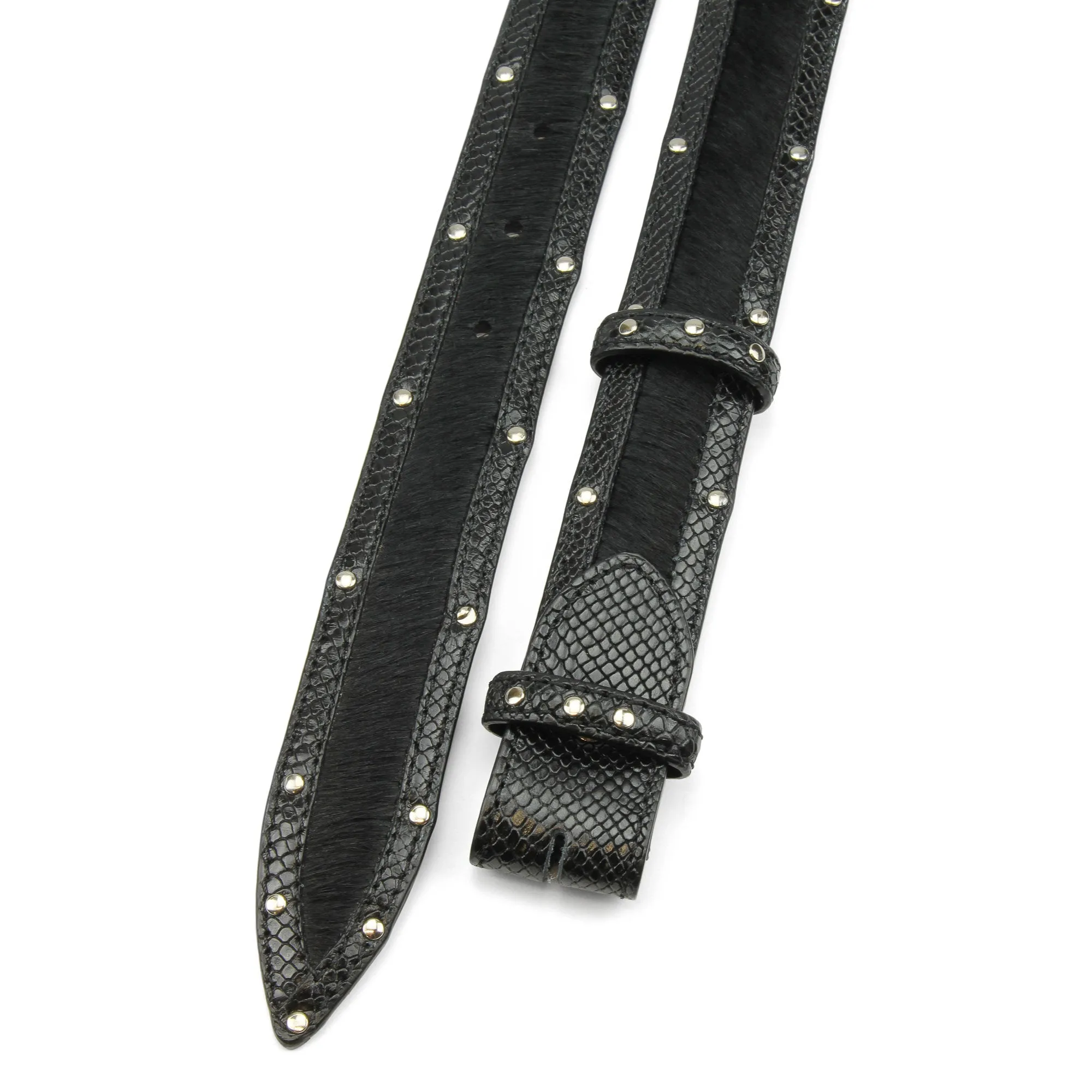 Jett Riv Narrow Pony/Python Mix Studded Belt Strap