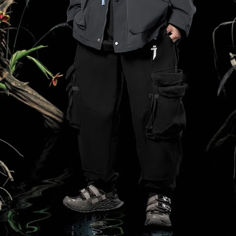 Joggers Cargo Pants Sweatpants Techwear  Hip Hop Multi-Pocket Function Loose Trousers Black Streetwear