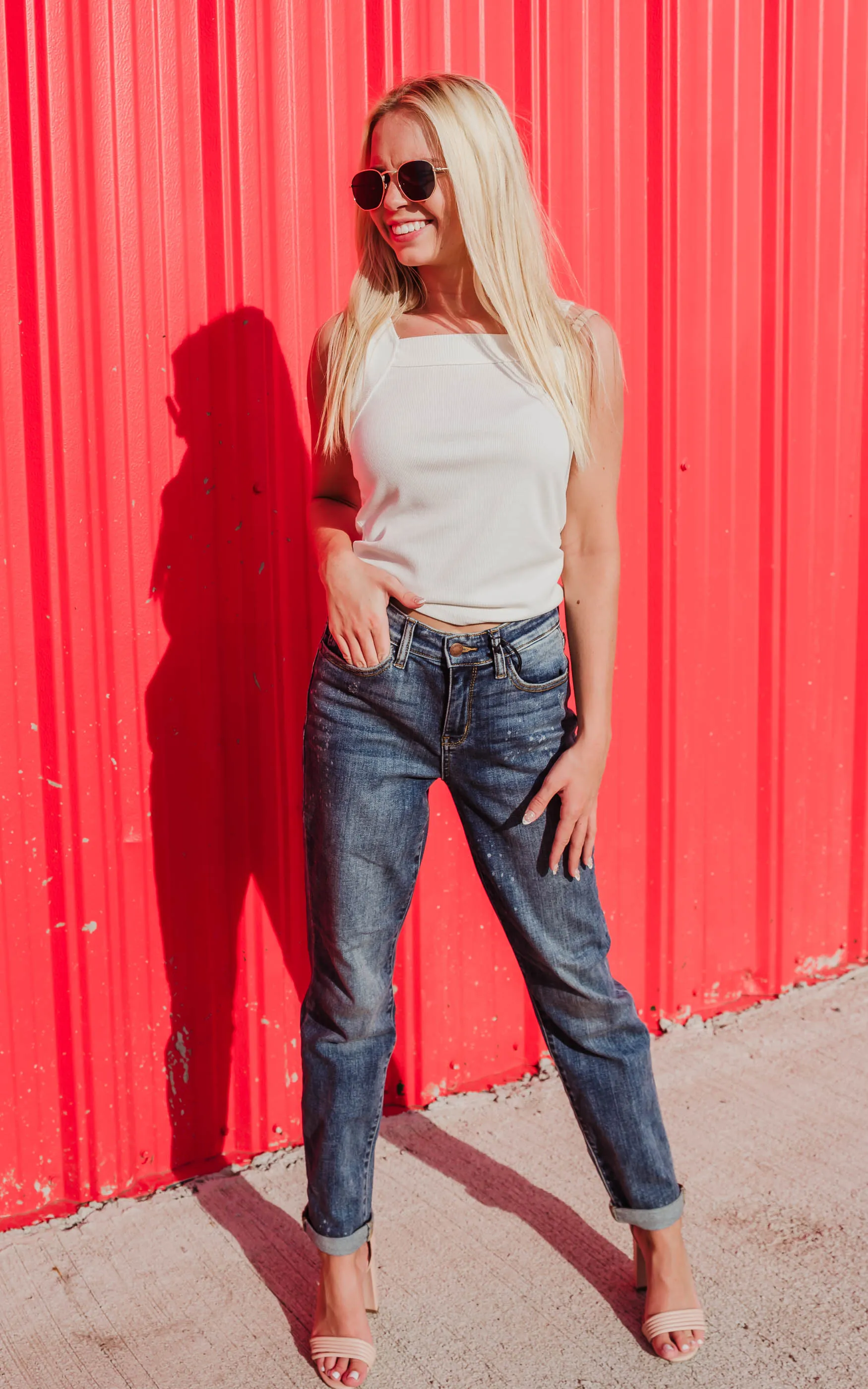 Judy Blue Bleach Splash Boyfriend Jeans - Final Sale