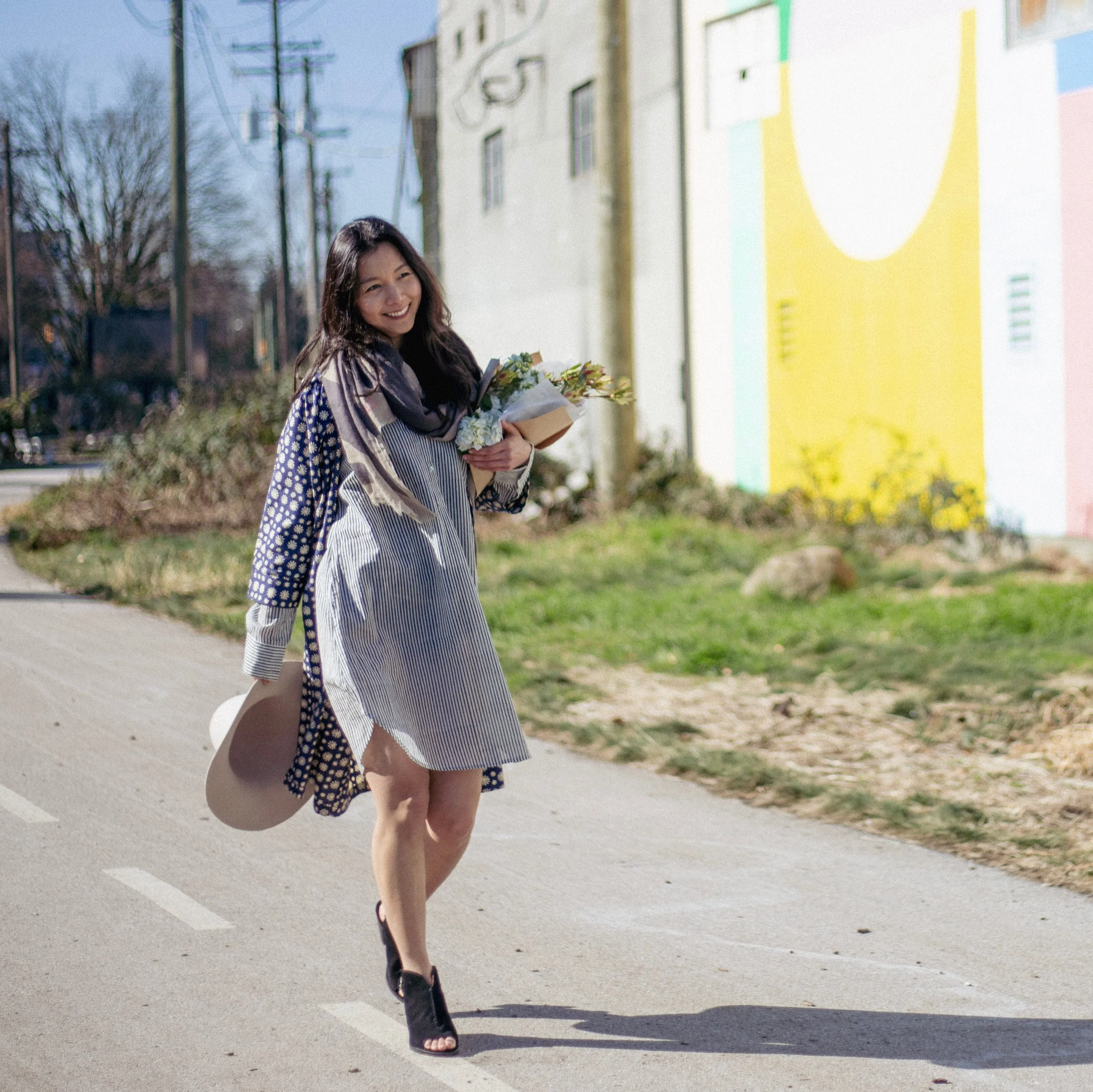 Katherine Shirt Dress in Black Classic Stripe