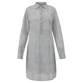 Katherine Shirt Dress in Black Classic Stripe