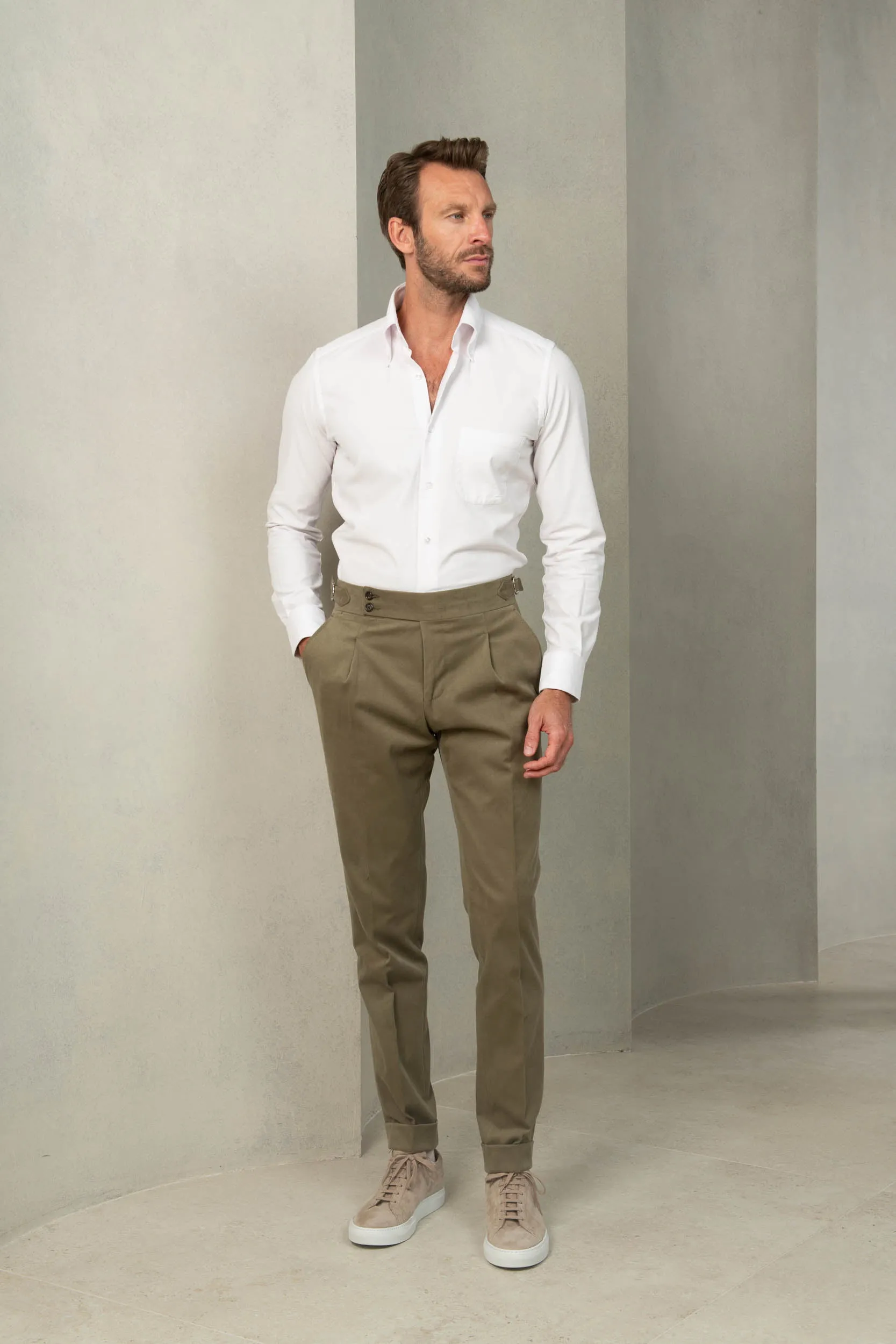 Khaki cotton trousers "Soragna Capsule Collection" - Made in Italy