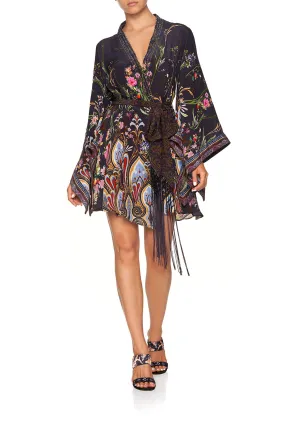 KIMONO WRAP DRESS WITH OBI BELT WILD FLOWER