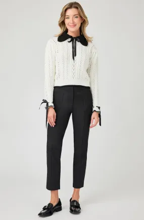 Knitted Sweater with Contrasting Trim & Collar