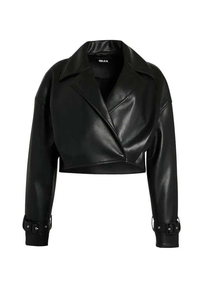 KODA VEGAN LEATHER CROPPED TRENCH