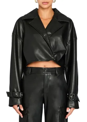 KODA VEGAN LEATHER CROPPED TRENCH