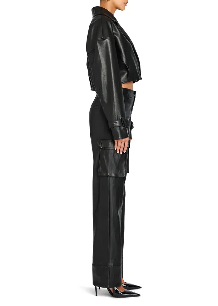 KODA VEGAN LEATHER CROPPED TRENCH