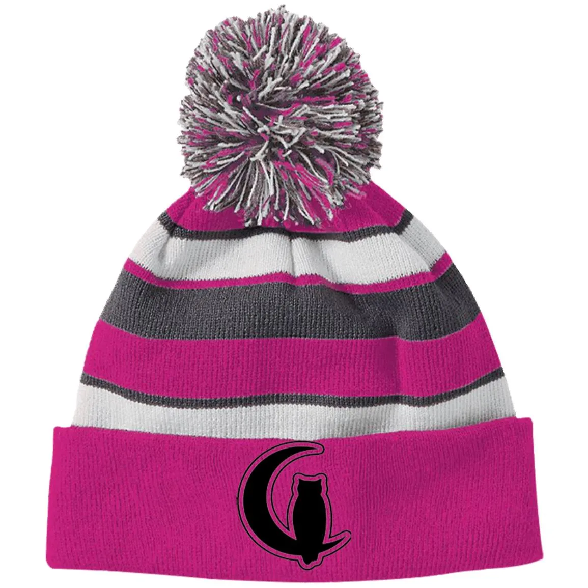 LaChouett BL Striped Beanie with Pom