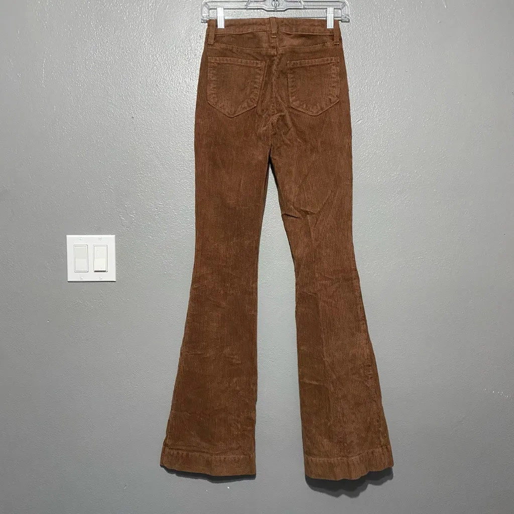 L'Agence The Affair High Rise Flare Brown Corduroy Pants Size 25