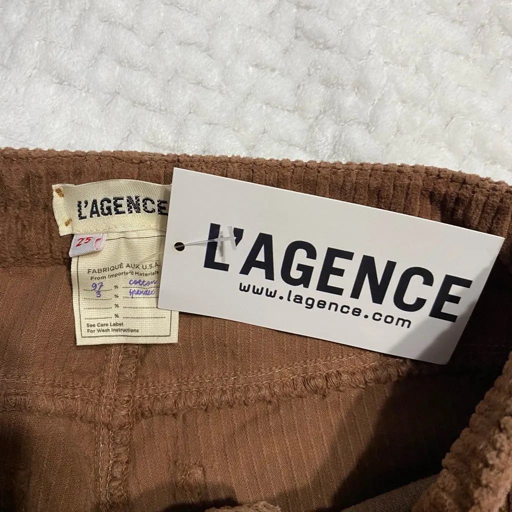 L'Agence The Affair High Rise Flare Brown Corduroy Pants Size 25