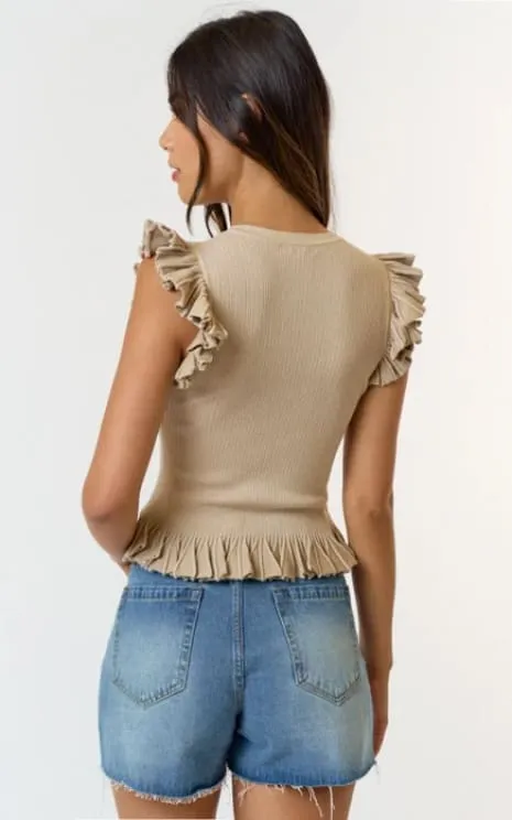 Lalavon- Pleated Knit Top