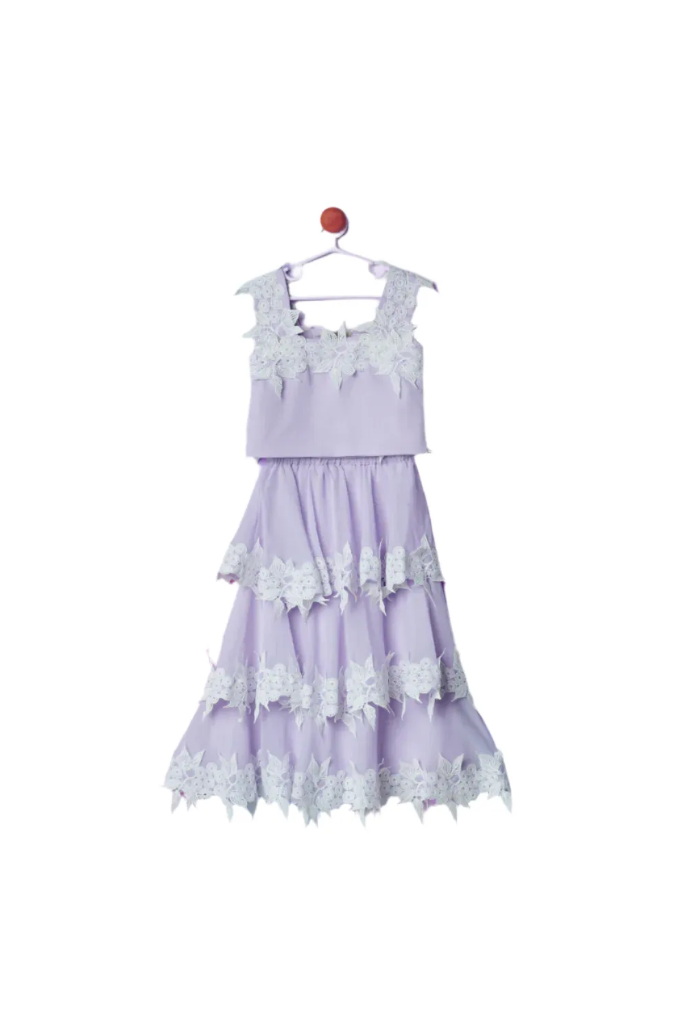 Lavender Georgette Tube Style Top With Layered Skirt Set