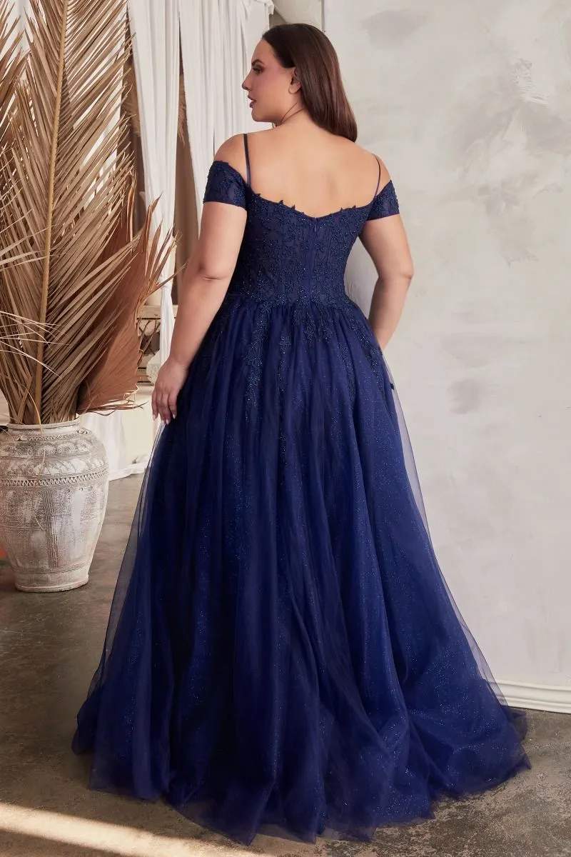 LAYERED TULLE & LACE OFF THE SHOULDER BALL GOWN CDC154C