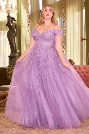 LAYERED TULLE & LACE OFF THE SHOULDER BALL GOWN CDC154C