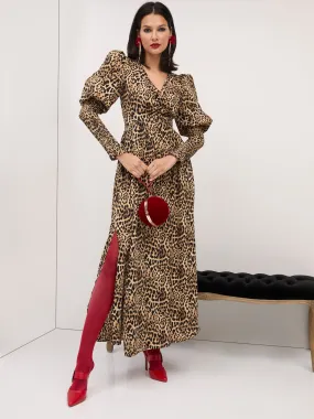 Leopard-Print Drama Maxi Dress