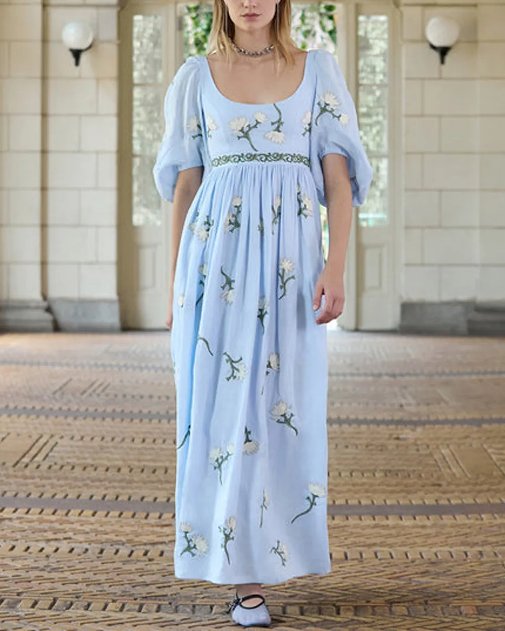 Light Blue Floral Viviane Soledad Maxi Dress