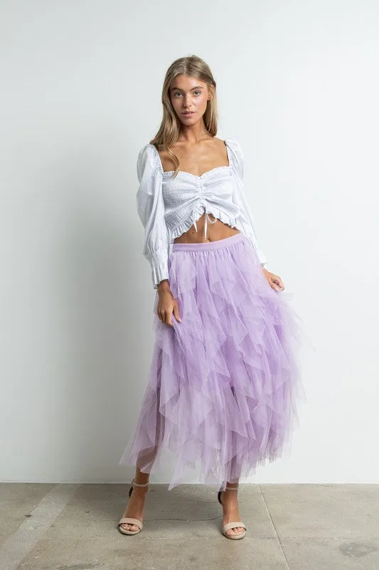 Light Purple Tulle Maxi Skirt With Lining