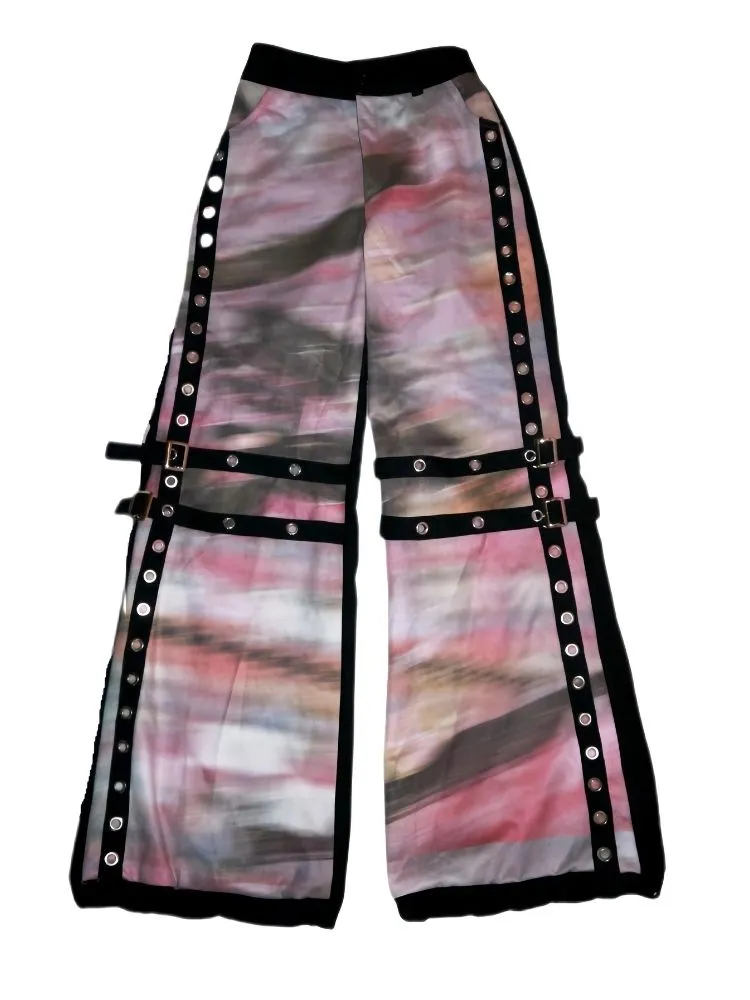 llustration Patchwork Casual Punk Trousers【s0000007722】