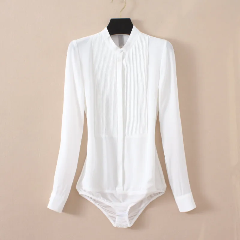 Long Sleeve Chiffon Blouse Bodysuit