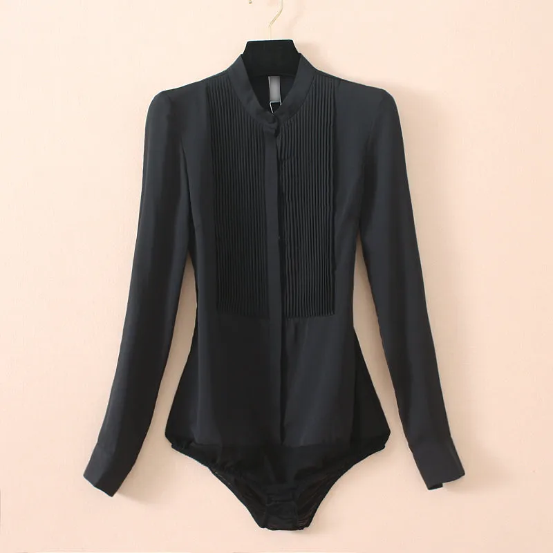 Long Sleeve Chiffon Blouse Bodysuit