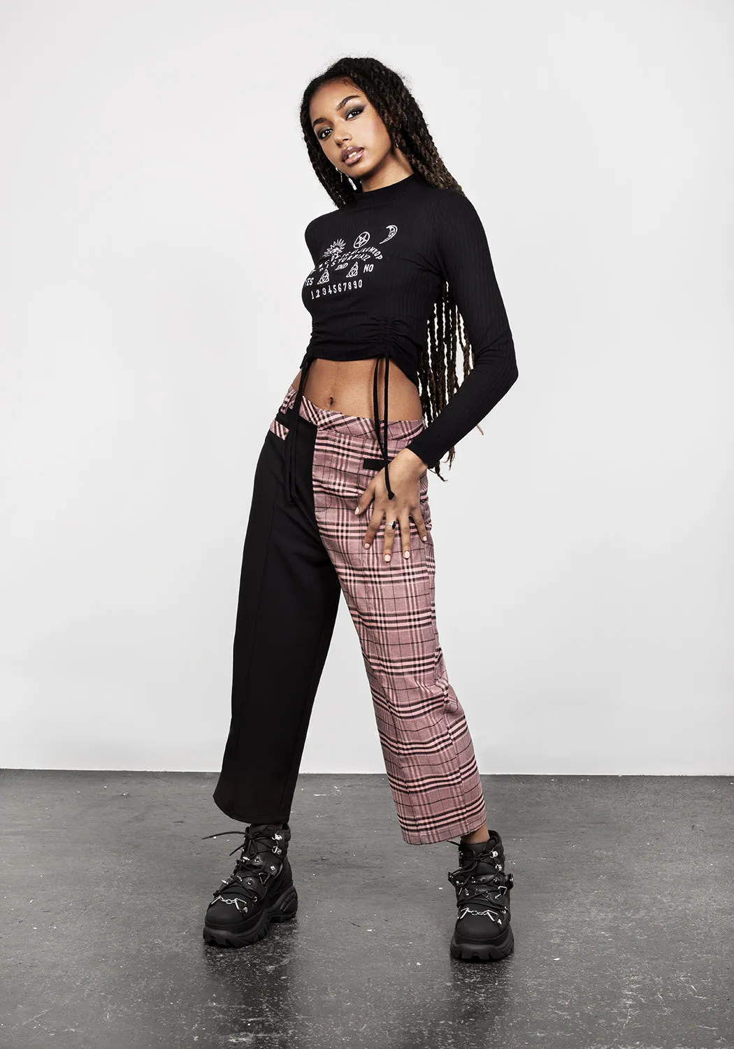 LOVEBUZZ SPLICED CROP TROUSERS