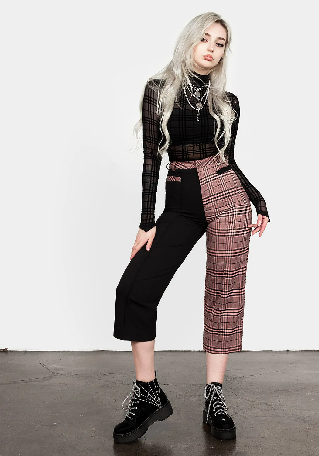 LOVEBUZZ SPLICED CROP TROUSERS