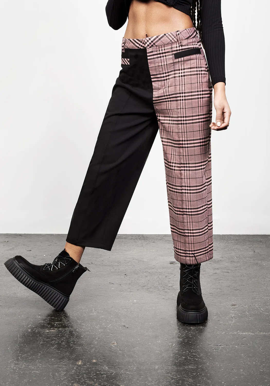 LOVEBUZZ SPLICED CROP TROUSERS