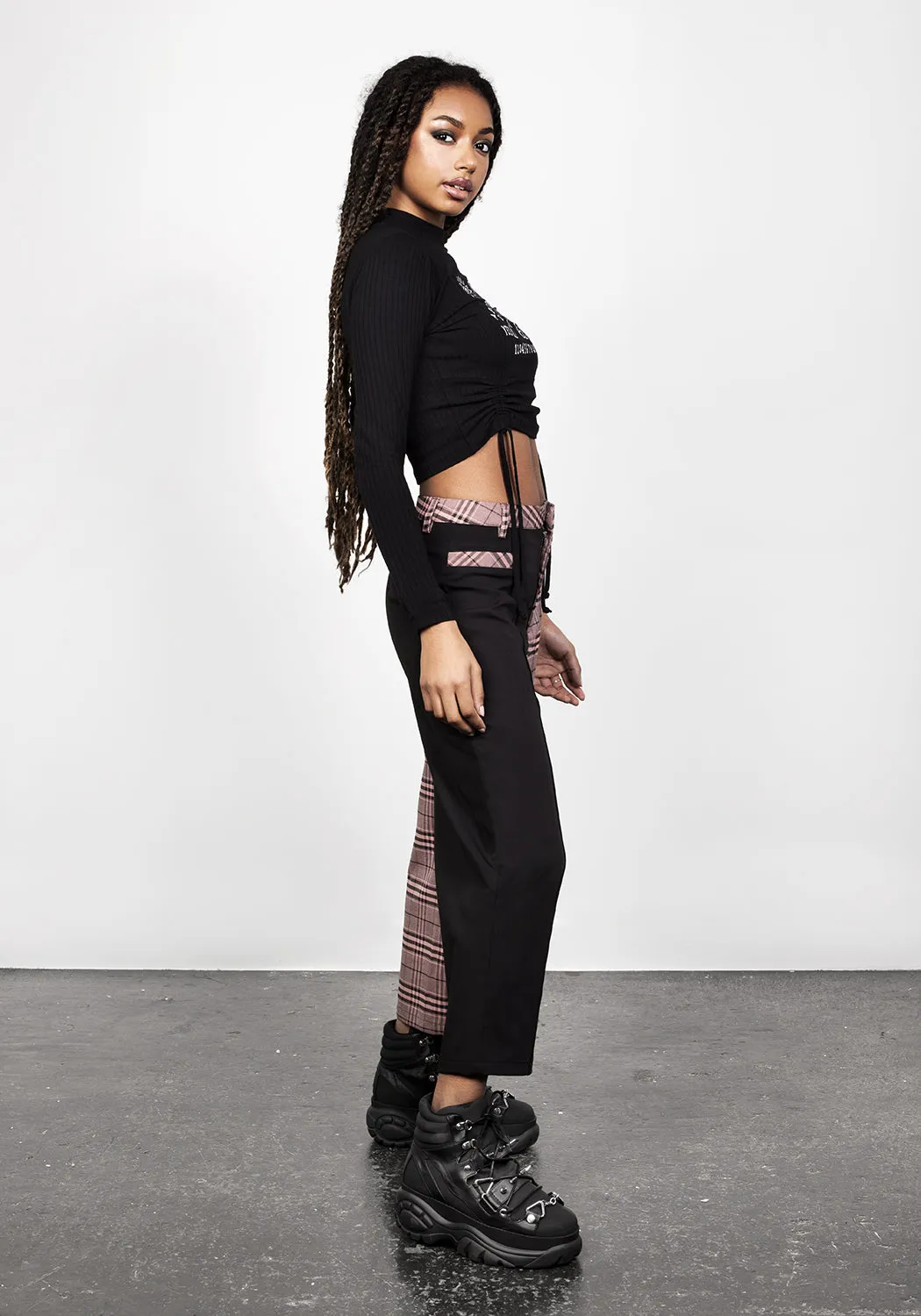 LOVEBUZZ SPLICED CROP TROUSERS